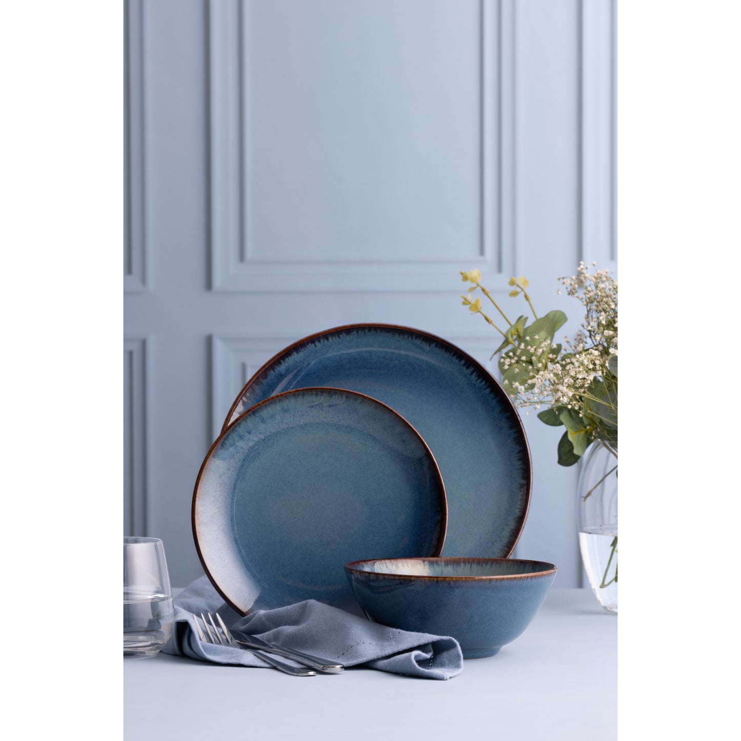 Mason Cash Reactive Glaze 12 Piece Dinner Set - Blue