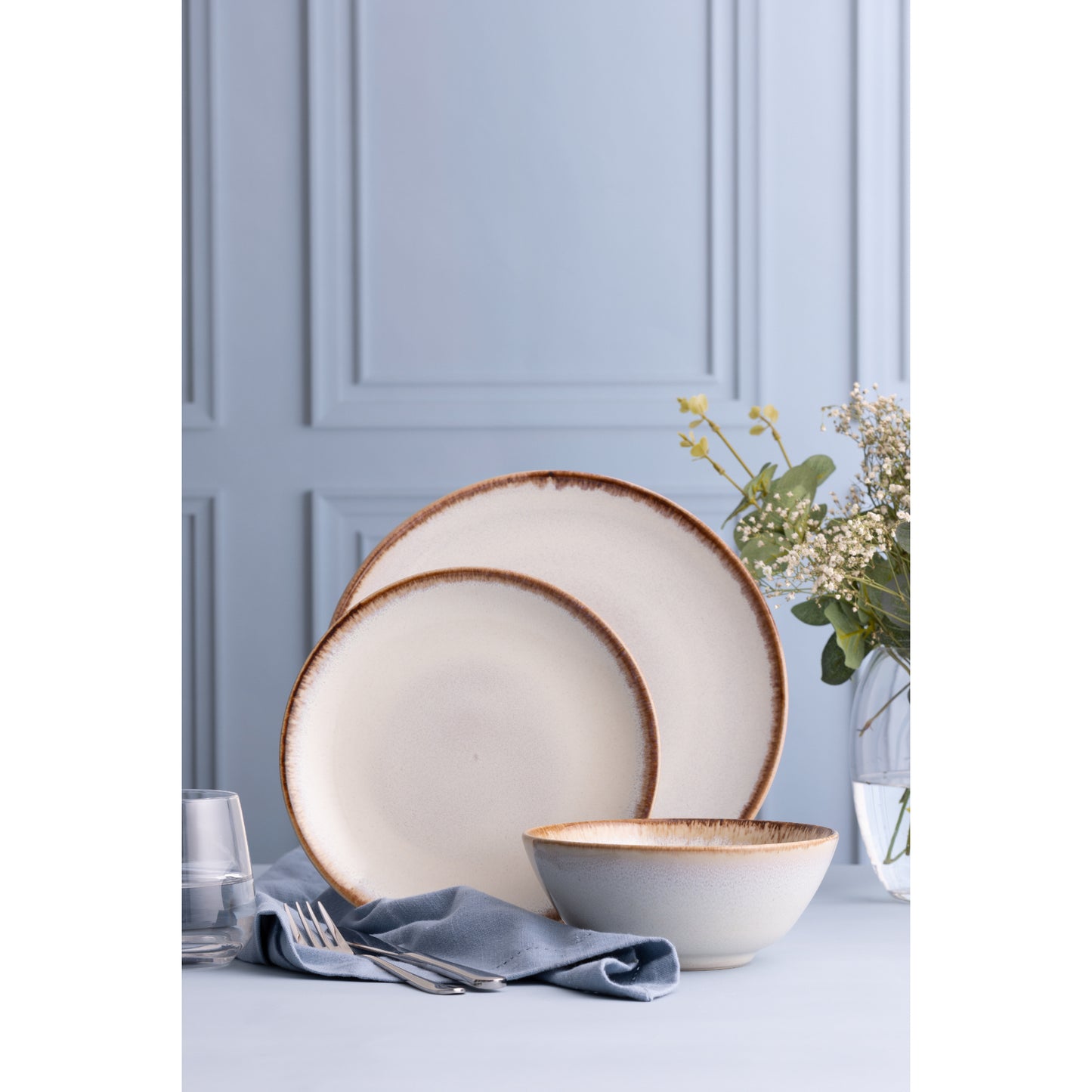 Mason Cash Reactive Glaze 12 Piece Dinner Set - Cream