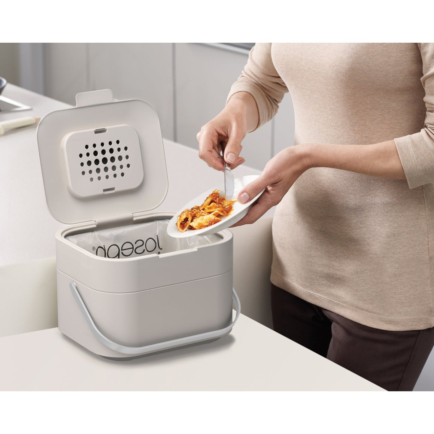 Joseph Joseph Stack 4L Food Waste Caddy - Stone