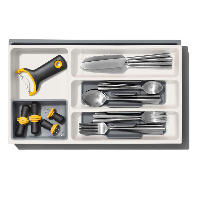OXO Expandable Utensil Drawer Organiser - White/Grey