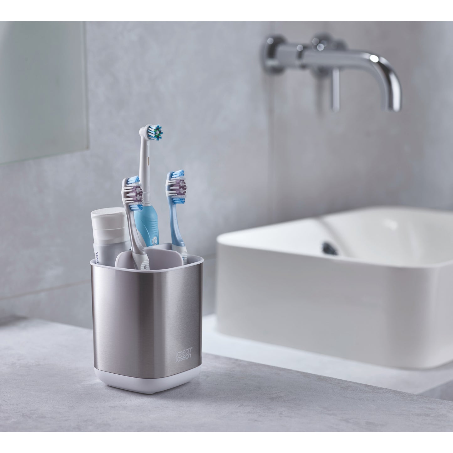 Joseph Joseph EasyStore Steel Toothbrush Holder