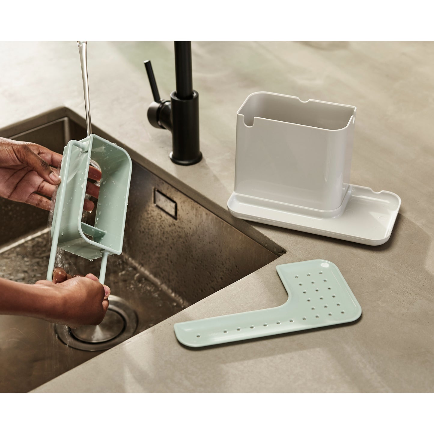 Joseph Joseph Caddy Sink Tidy - Light Stone/Sage