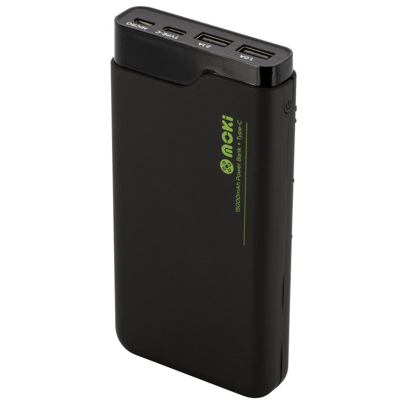 Moki PowerBank + 15000mAh (Type-C + USB) - Black