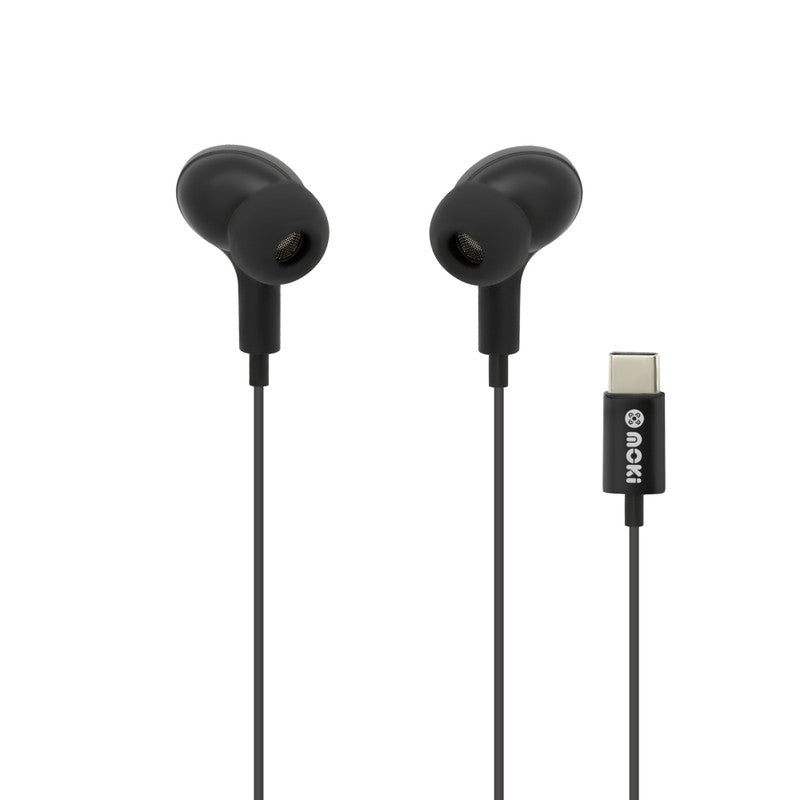 Moki Type-C Connect Earphones Inner Ear + Mic & Control - Black