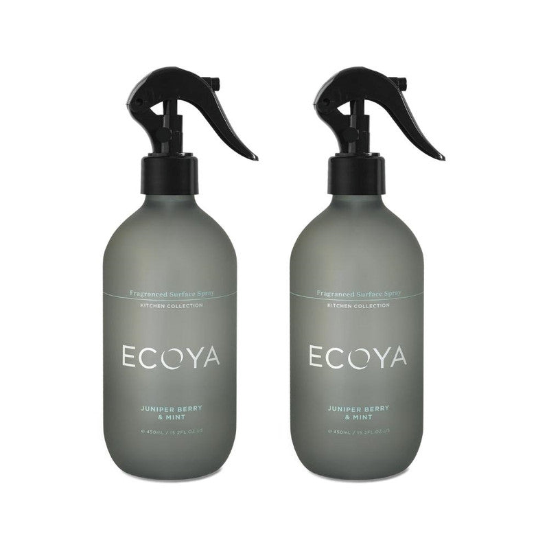 Ecoya Juniper Berry & Mint 450ml Fragranced Surface Spray Pack of 2 - Blue