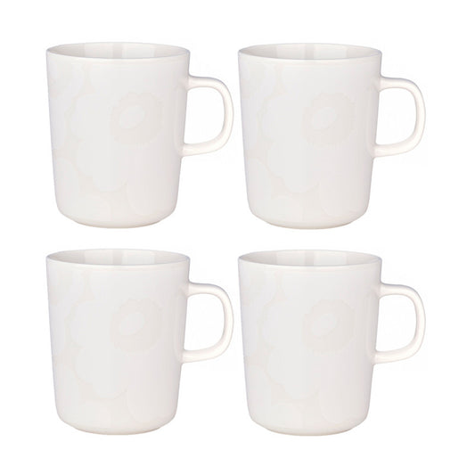 Marimekko Oiva/Unikko 4 Piece Mug Set - White