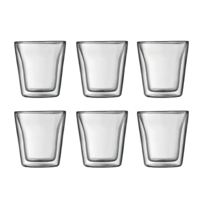 Bodum 10108-10-12  Canteen Double Wall, Small 0.1L - 6pc Glass Set Clear