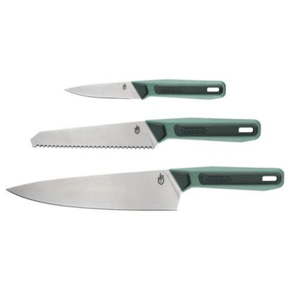 Gerber ComplEAT 3pc Camp Knife Set+Case - Green