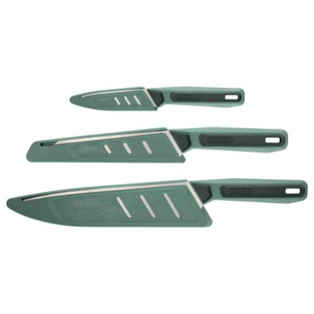 Gerber ComplEAT 3pc Camp Knife Set+Case - Green