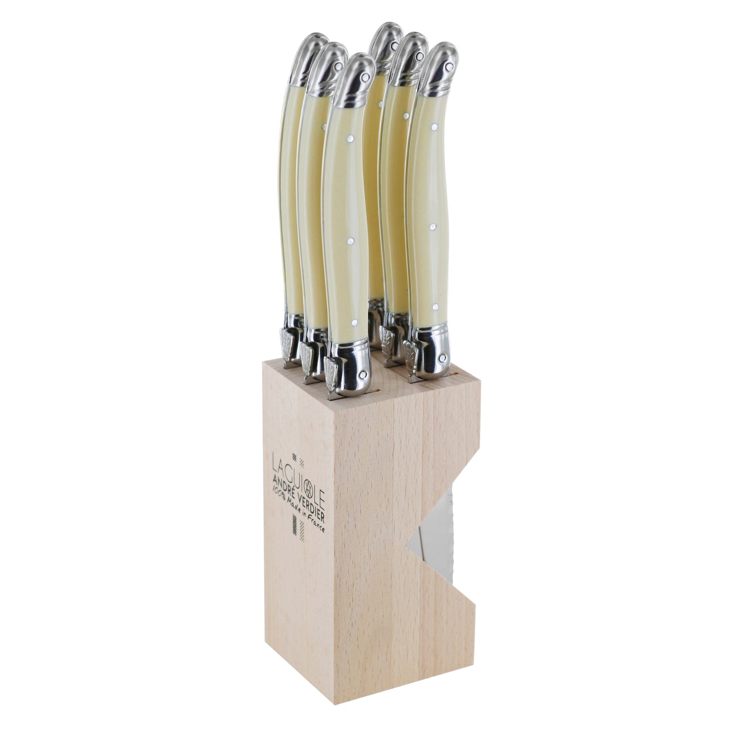 Andre Verdier 6 Piece Steak Knife Block Set - Ivory