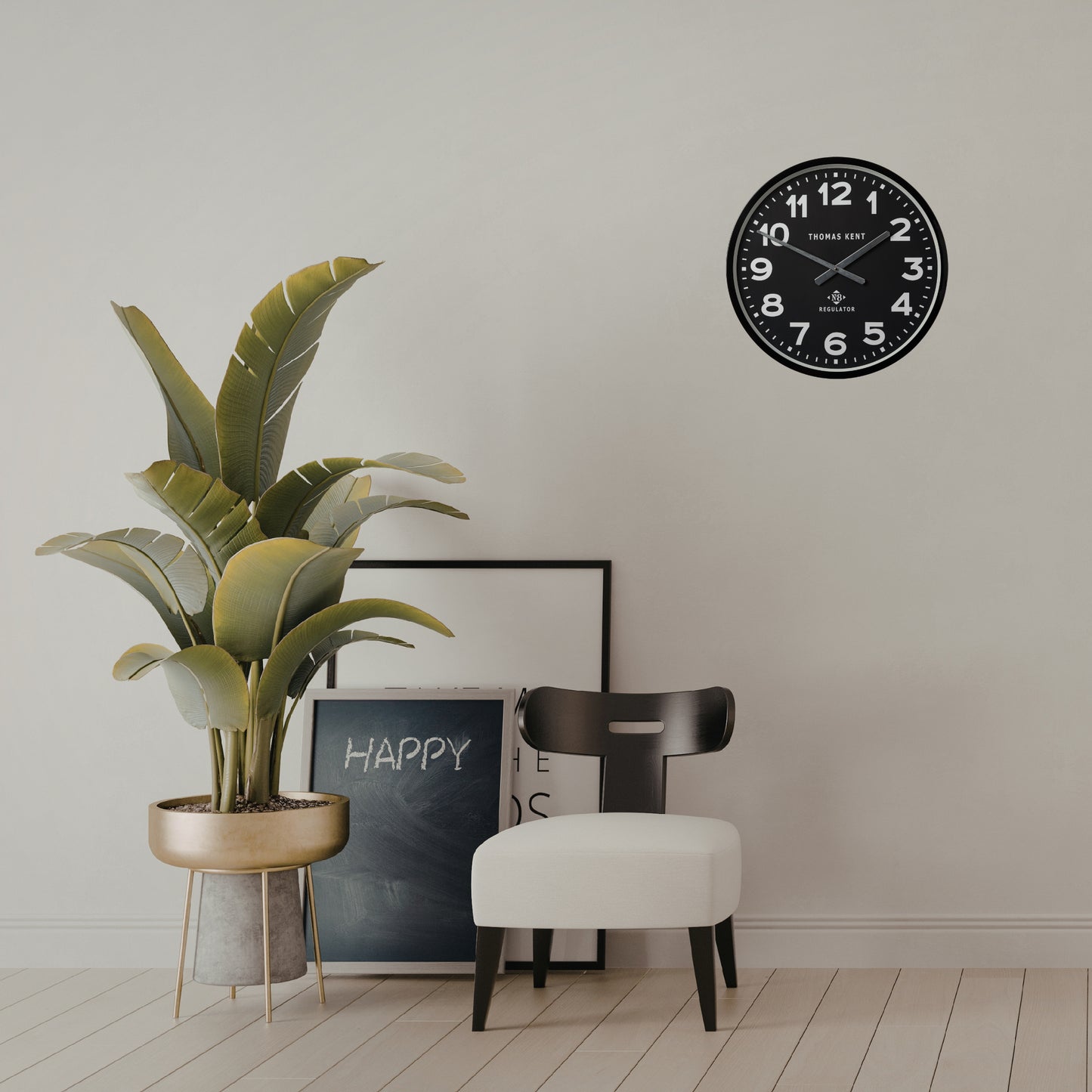 Thomas Kent 30cm Regulator No 8 Wall Clock, Metal Case/Glass Face - Black