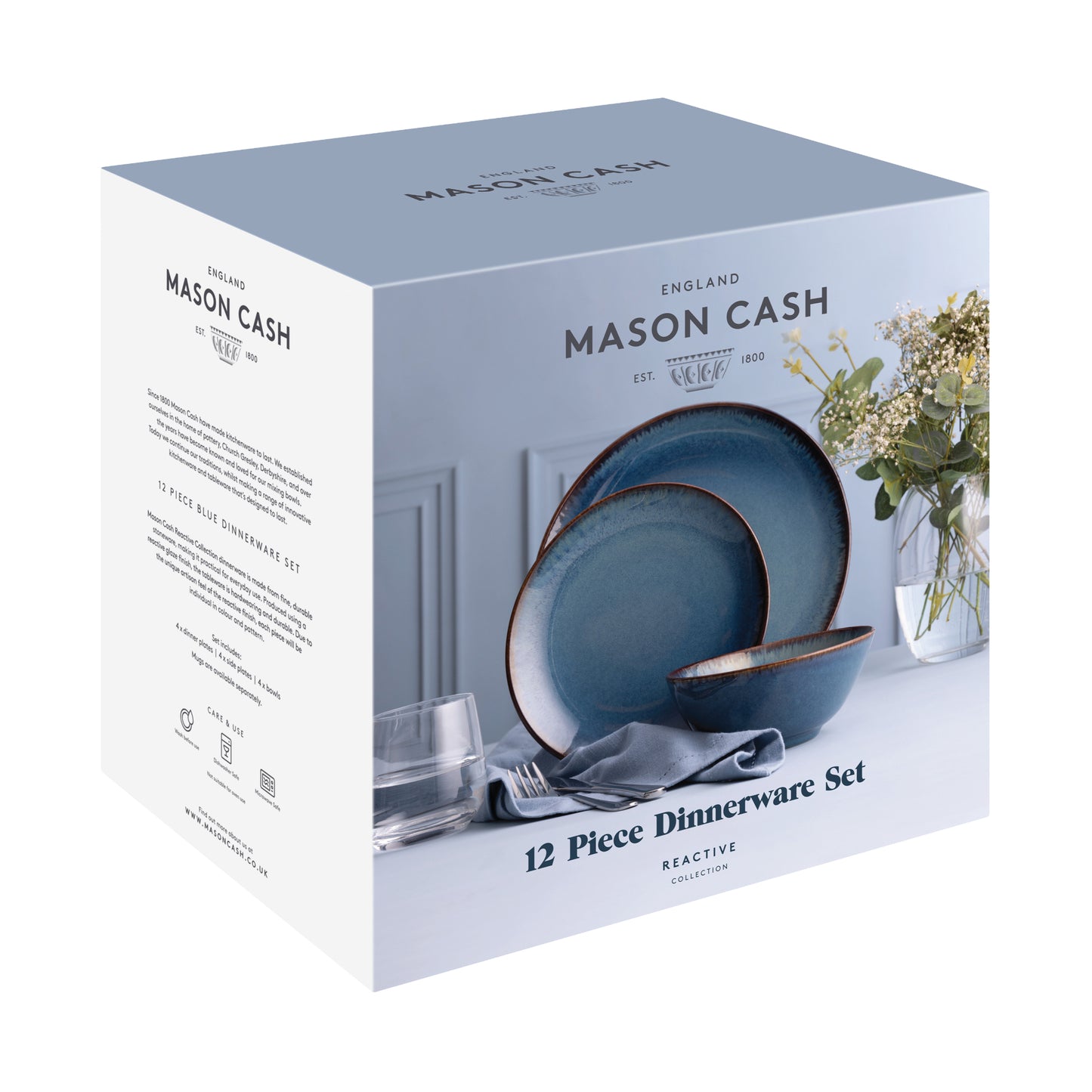 Mason Cash Reactive Glaze 12 Piece Dinner Set - Blue