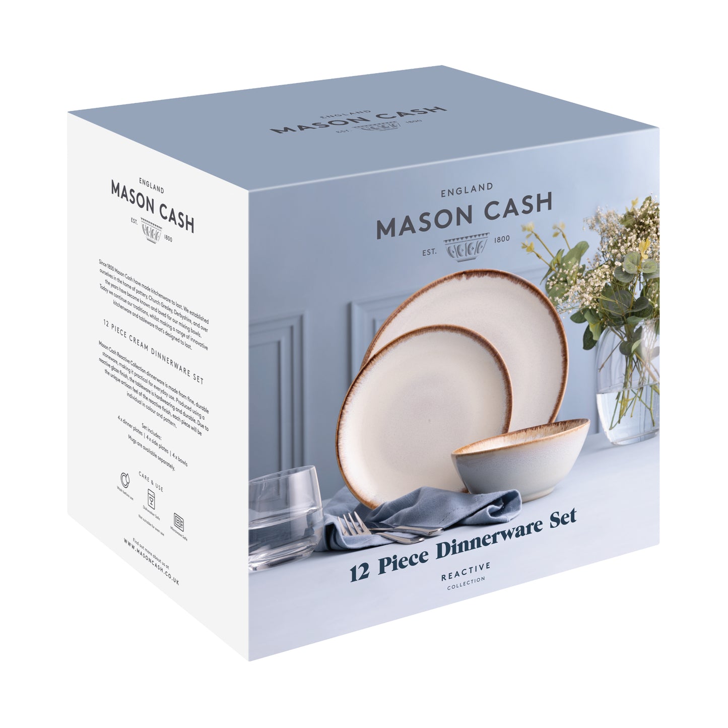 Mason Cash Reactive Glaze 12 Piece Dinner Set - Cream
