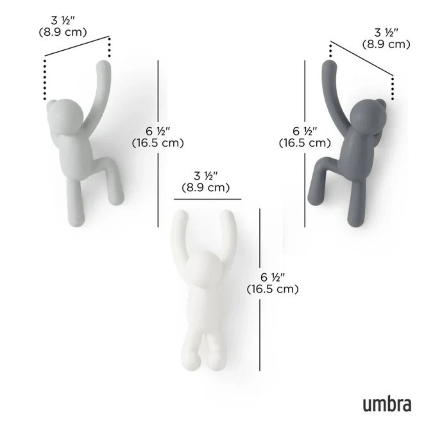 Umbra Buddy Wall Hooks Set of 3 - Grey