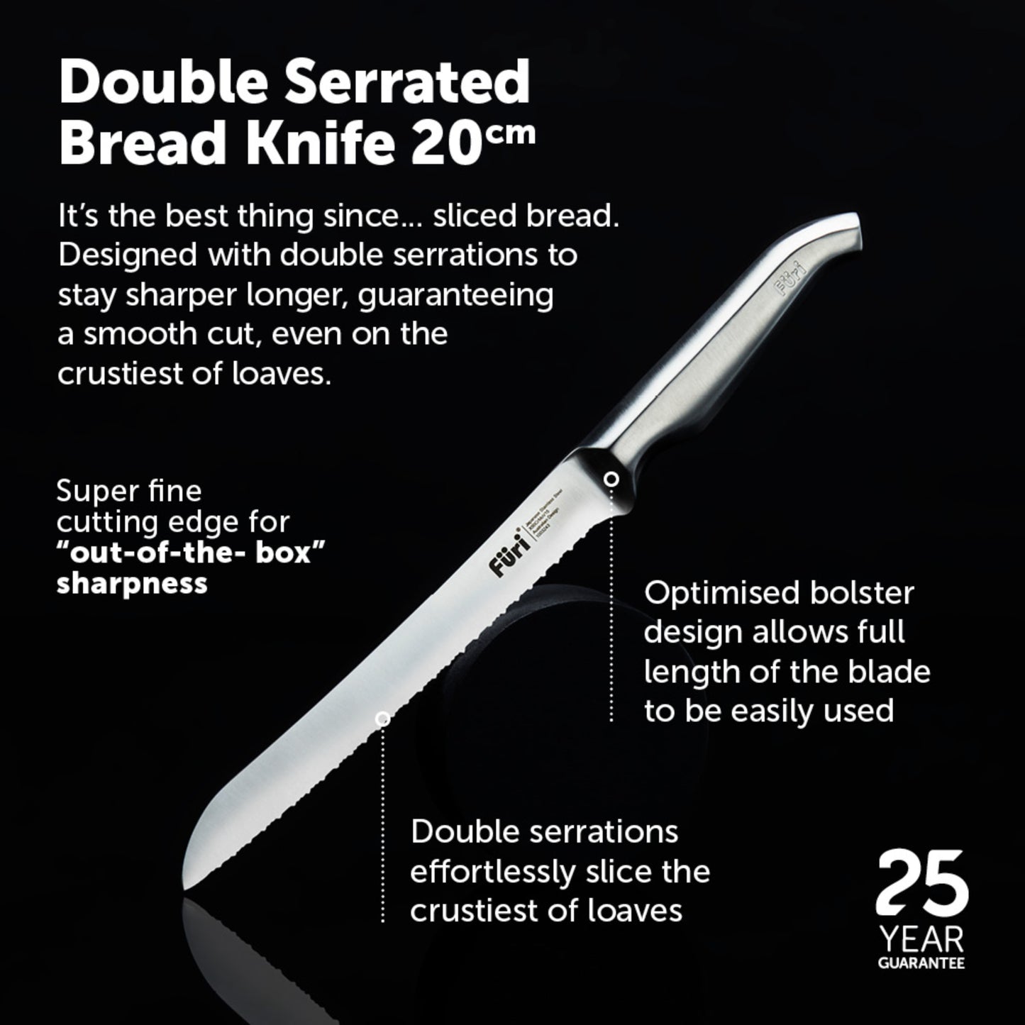 Furi Pro Bread Knife and Board Set - Brown