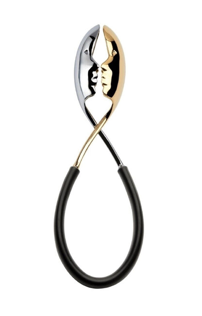 Bugatti Kiss Salad Tongs 2-piece Set - Black/Gold/Chrome