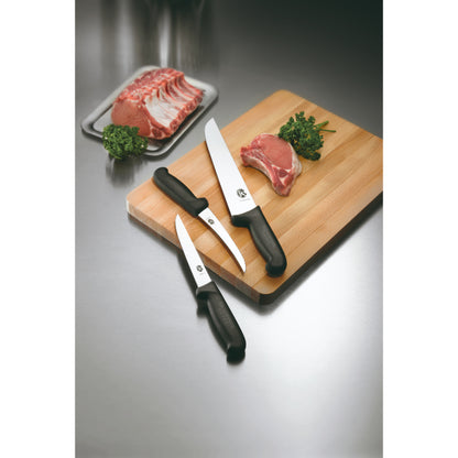 Victorinox Boning Knife, 12cm Straight, Narrow Blade, Fibrox - Black