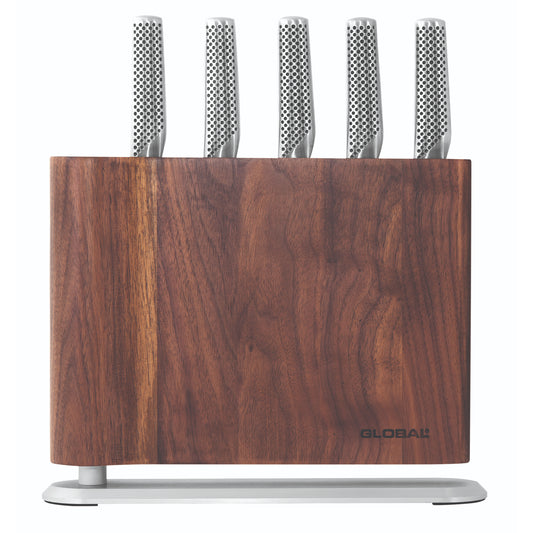 Global 79657 UKU 6 Piece Knife Block Walnut