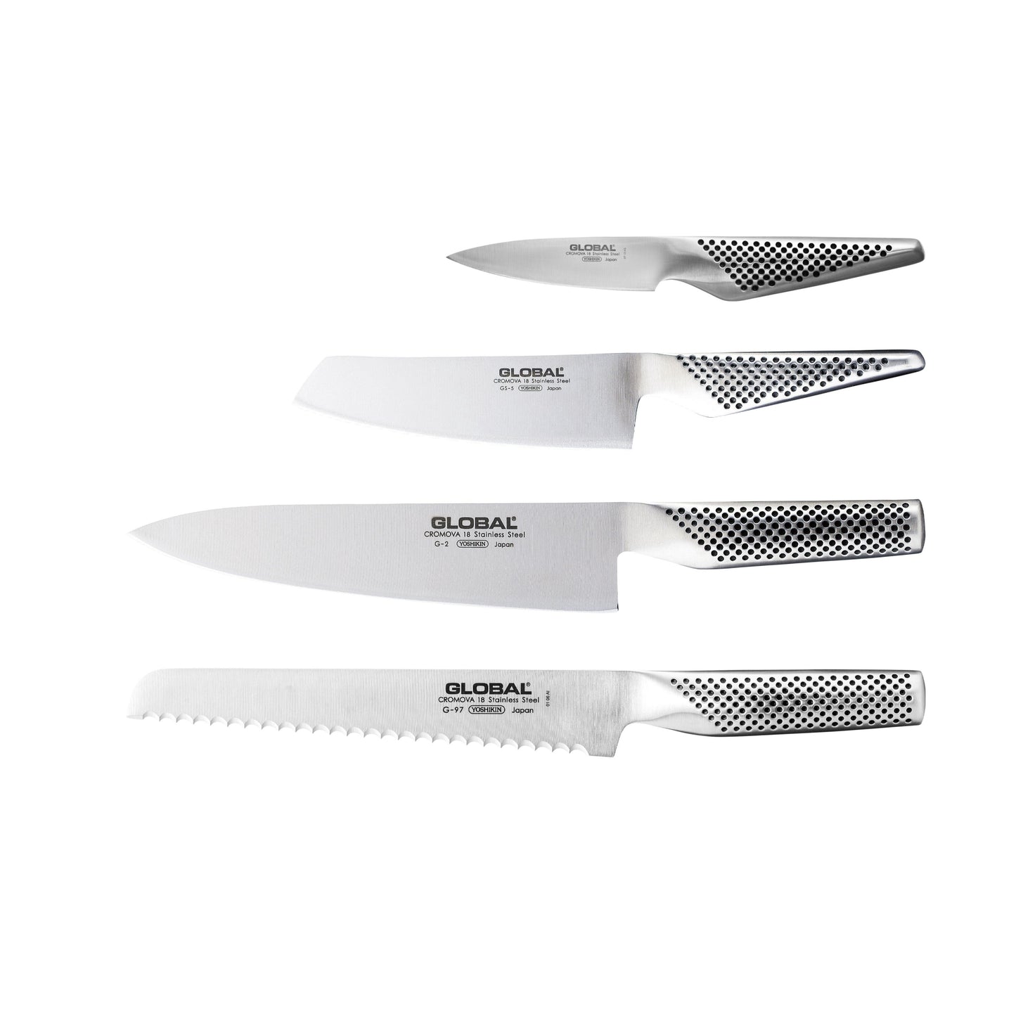 Global Hashira 5 Piece Knife Block Set - Walnut
