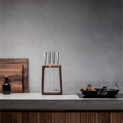Global Hashira 5 Piece Knife Block Set - Walnut