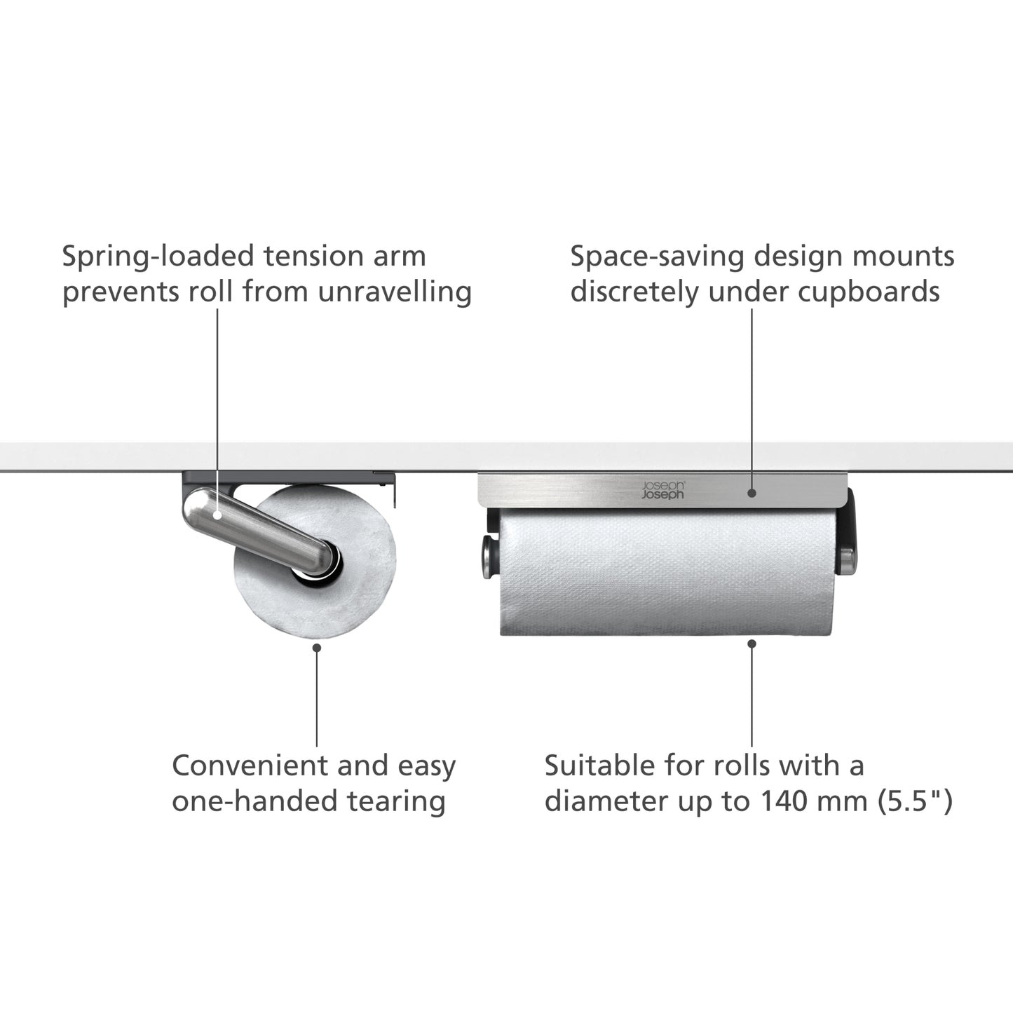 Joseph Joseph RollGrip? Under-Shelf Stainless-Steel Kitchen Roll Holder