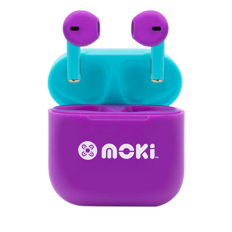 Moki MokiPods Mini TWS Earphones for Kids Volume Limited - Purple/Aqua