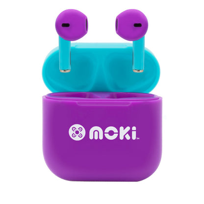 Moki MokiPods Mini TWS Earphones for Kids Volume Limited - Purple/Aqua