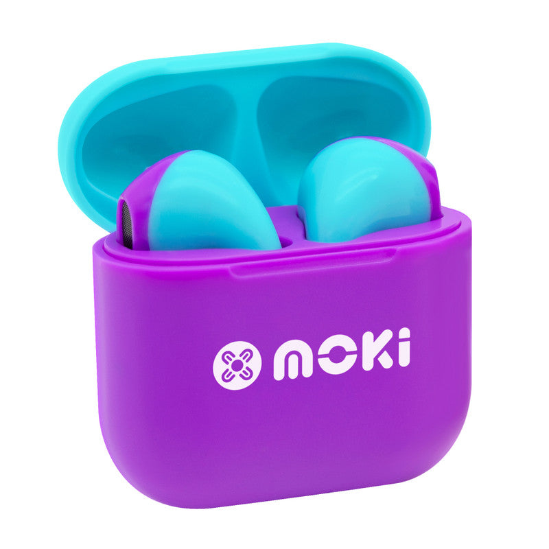 Moki MokiPods Mini TWS Earphones for Kids Volume Limited - Purple/Aqua