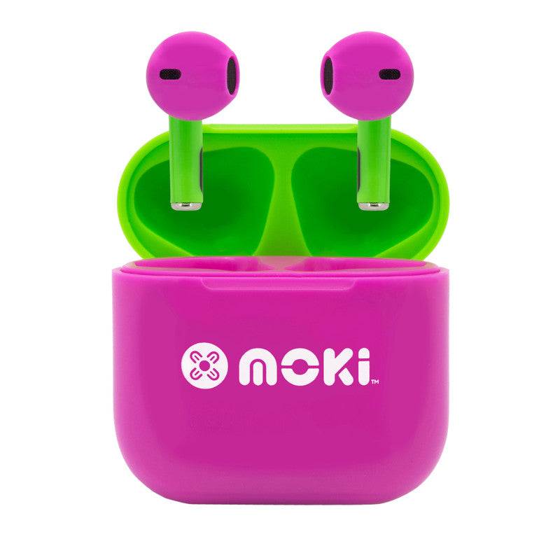 Moki MokiPods Mini TWS Earphones for Kids Volume Limited - Pink/Green