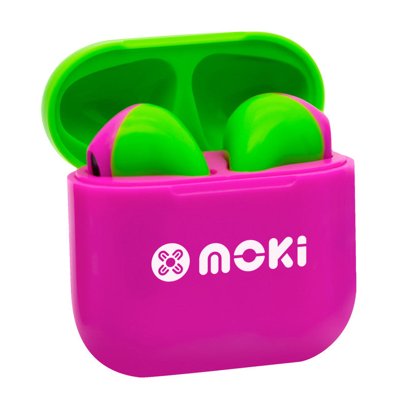 Moki MokiPods Mini TWS Earphones for Kids Volume Limited - Pink/Green