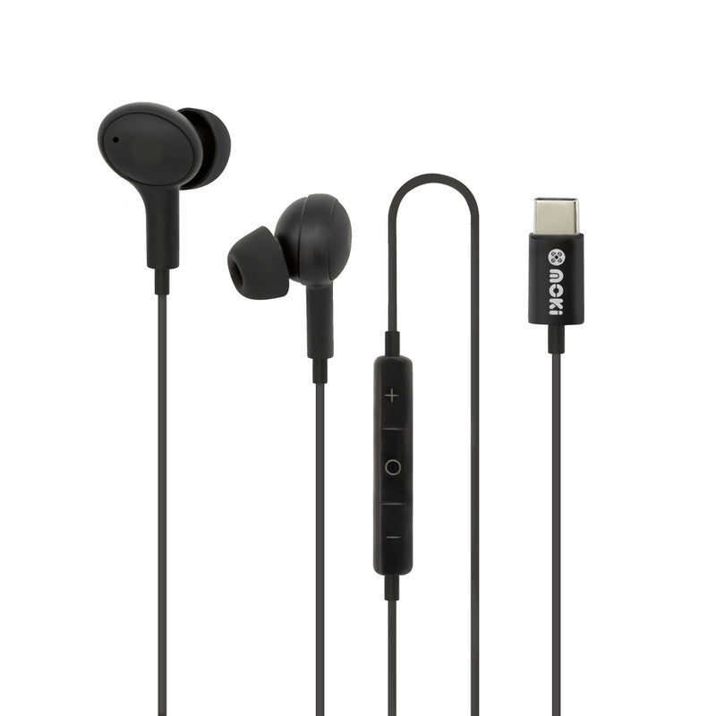 Moki Type-C Connect Earphones Inner Ear + Mic & Control - Black
