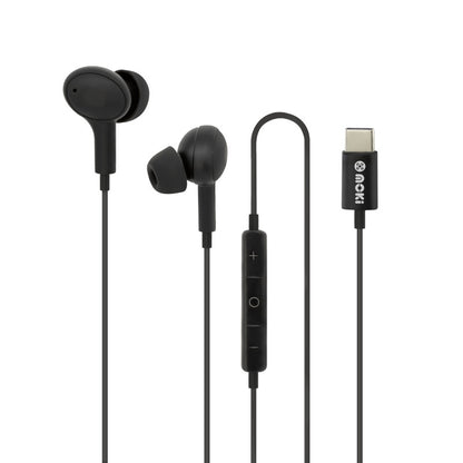Moki Type-C Connect Earphones Inner Ear + Mic & Control - Black