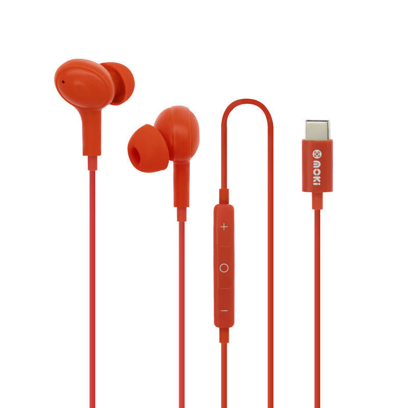 Moki Type-C Connect Earphones Inner Ear + Mic & Control - Red