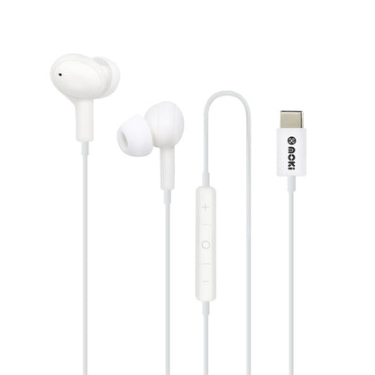 Moki Type-C Connect Earphones Inner Ear + Mic & Control - White
