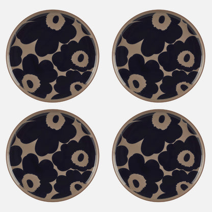 Marimekko Oiva/Unikko Brown 4 Piece Plate Set
