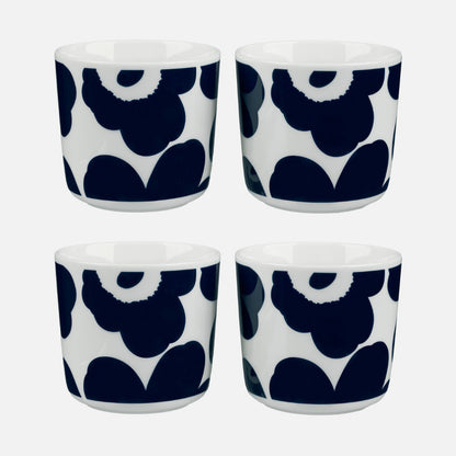 Marimekko Oiva/Unikko 4 Piece Coffee Cup Set Without Handle - Navy