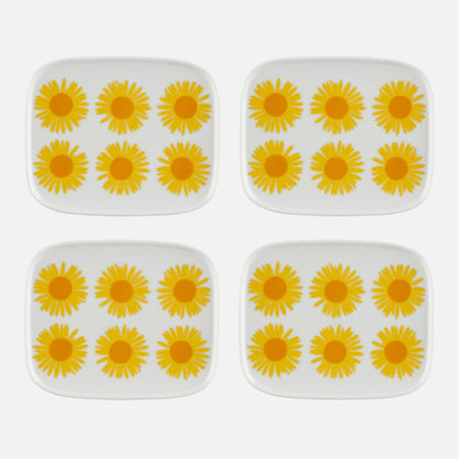 Marimekko Oiva/Auringonkukka 4 Piece Plate Set