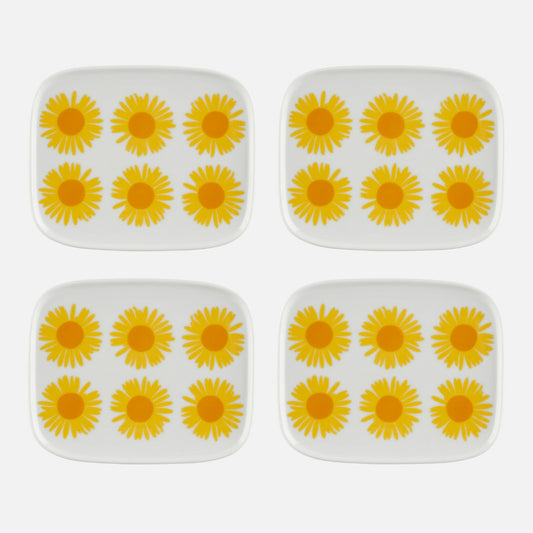 Marimekko Oiva/Auringonkukka 4 Piece Plate Set