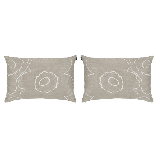 Marimekko Piirto/Unikko Cushion Cover 2 Piece Set - Sand/White