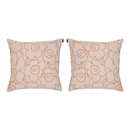Marimekko Pieni/Piirto/Unikko Cushion Cover 2 Piece Set - Linen/Terracotta