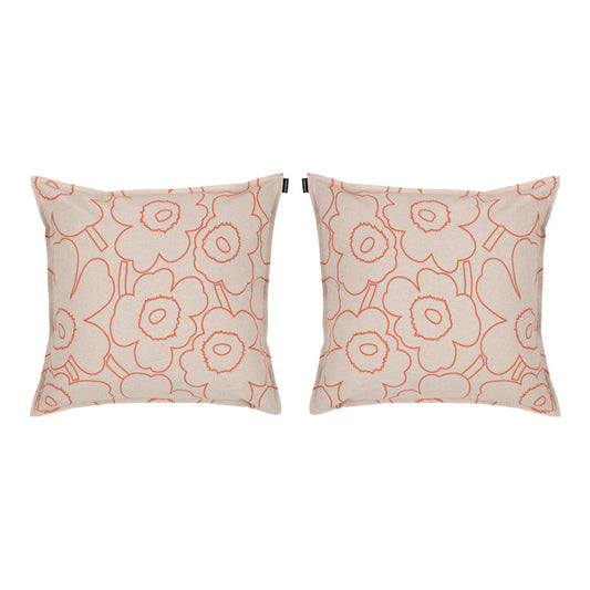 Marimekko Pieni/Piirto/Unikko Cushion Cover 2 Piece Set - Linen/Terracotta