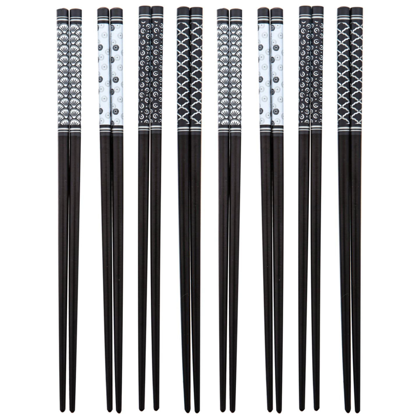 Davis & Waddell Bamboo Chopsticks Set - 8 Pairs - Black/White