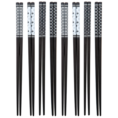 Davis & Waddell Bamboo Chopsticks Set - 8 Pairs - Black/White