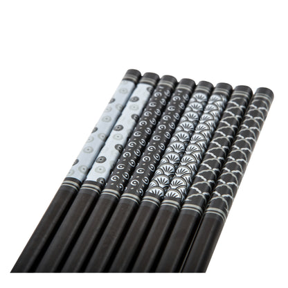 Davis & Waddell Bamboo Chopsticks Set - 8 Pairs - Black/White