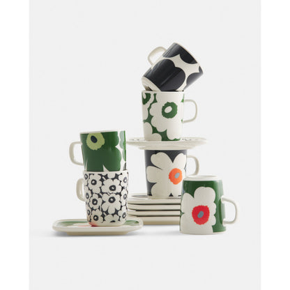 Marimekko Oiva/Unikko 4 Piece Mug and Plate Set - Black/White