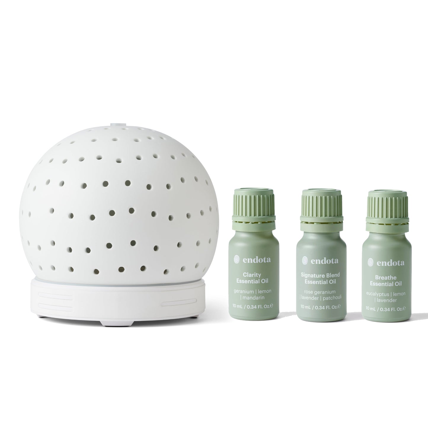 Endota Live Well Essential Oil Diffuser and Essential Oil Pack - Spirit, Dream, Calm