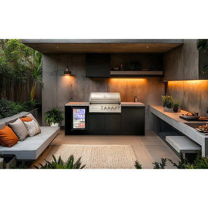 Crossray 4 Burner BBQ Compact  Outdoor Kitchen with Single Fridge